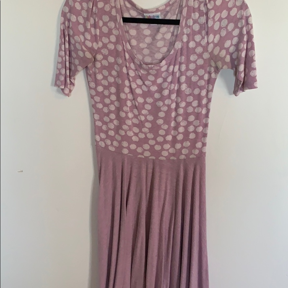 LuLa Roe Violet Dress with Polka Dots